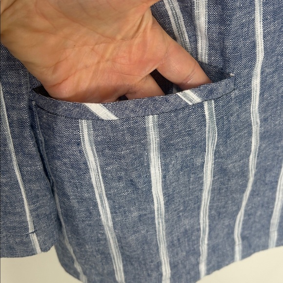 DREW Blue Linen Blend Striped Blazer Jacket Size Medium - Picture 8 of 16